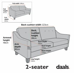 Harper2-Seater Slope Arm Beige Woven Fabric Sofa 18 Harper2-Seater Slope Arm Beige Woven Fabric Sofa -Daals Store AYSF 015 2ST CHART