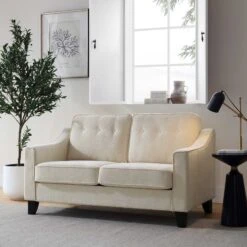 Harper2-Seater Slope Arm Beige Woven Fabric Sofa 15 Harper2-Seater Slope Arm Beige Woven Fabric Sofa -Daals Store AYSF 015 BEIGE WOVEN 2ST scene2