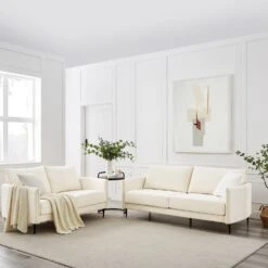 Bari Beige Woven Fabric Sofa 20 Bari Beige Woven Fabric Sofa -Daals Store AYSF 08 BEIGEFAB 2N3ST scene1