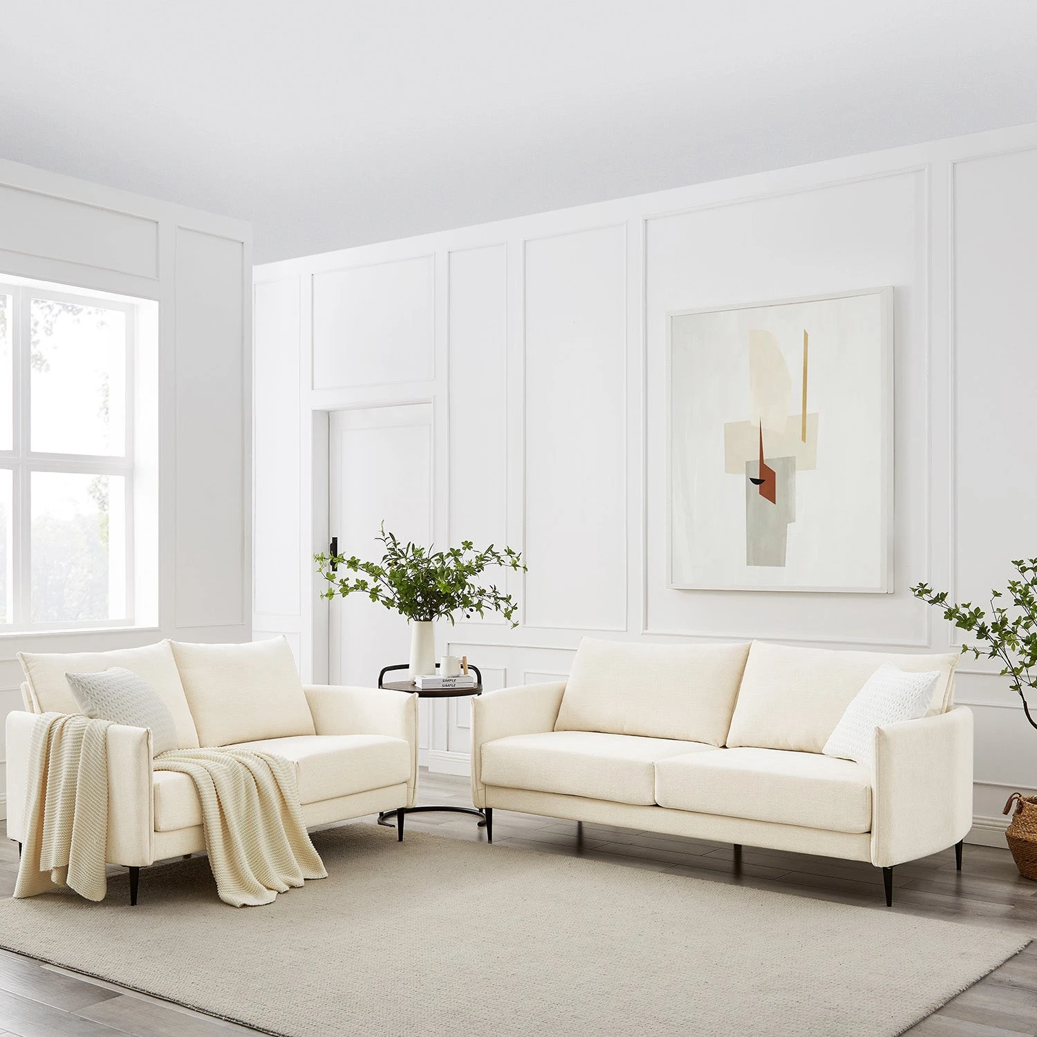 Bari Beige Woven Fabric Sofa 5 Bari Beige Woven Fabric Sofa - Image 5