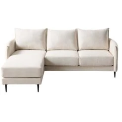 Bari Light Beige Woven Fabric Chaise Sofa 17 Bari Light Beige Woven Fabric Chaise Sofa -Daals Store AYSF 08 BEIGEFAB LS WB1