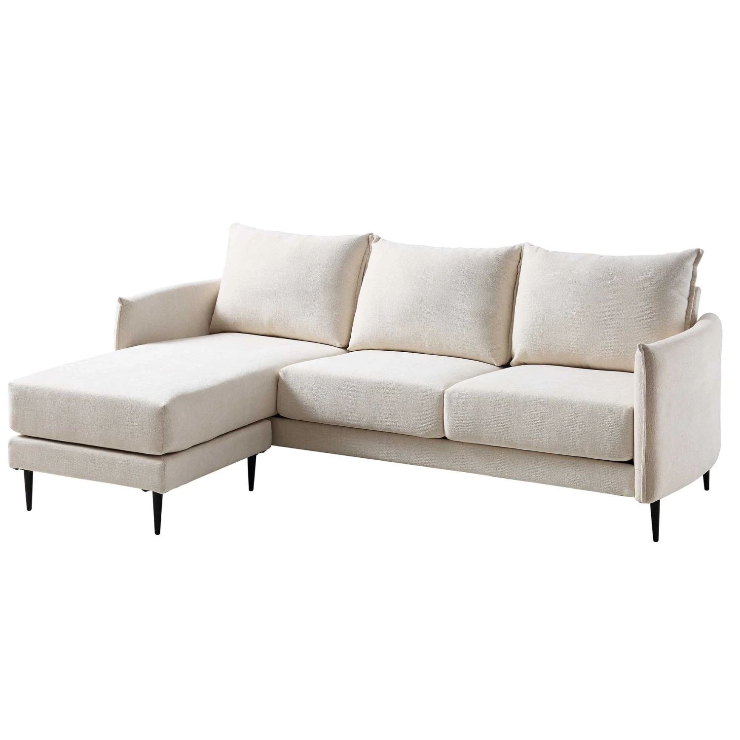 Bari Light Beige Woven Fabric Chaise Sofa 5 Bari Light Beige Woven Fabric Chaise Sofa - Image 5