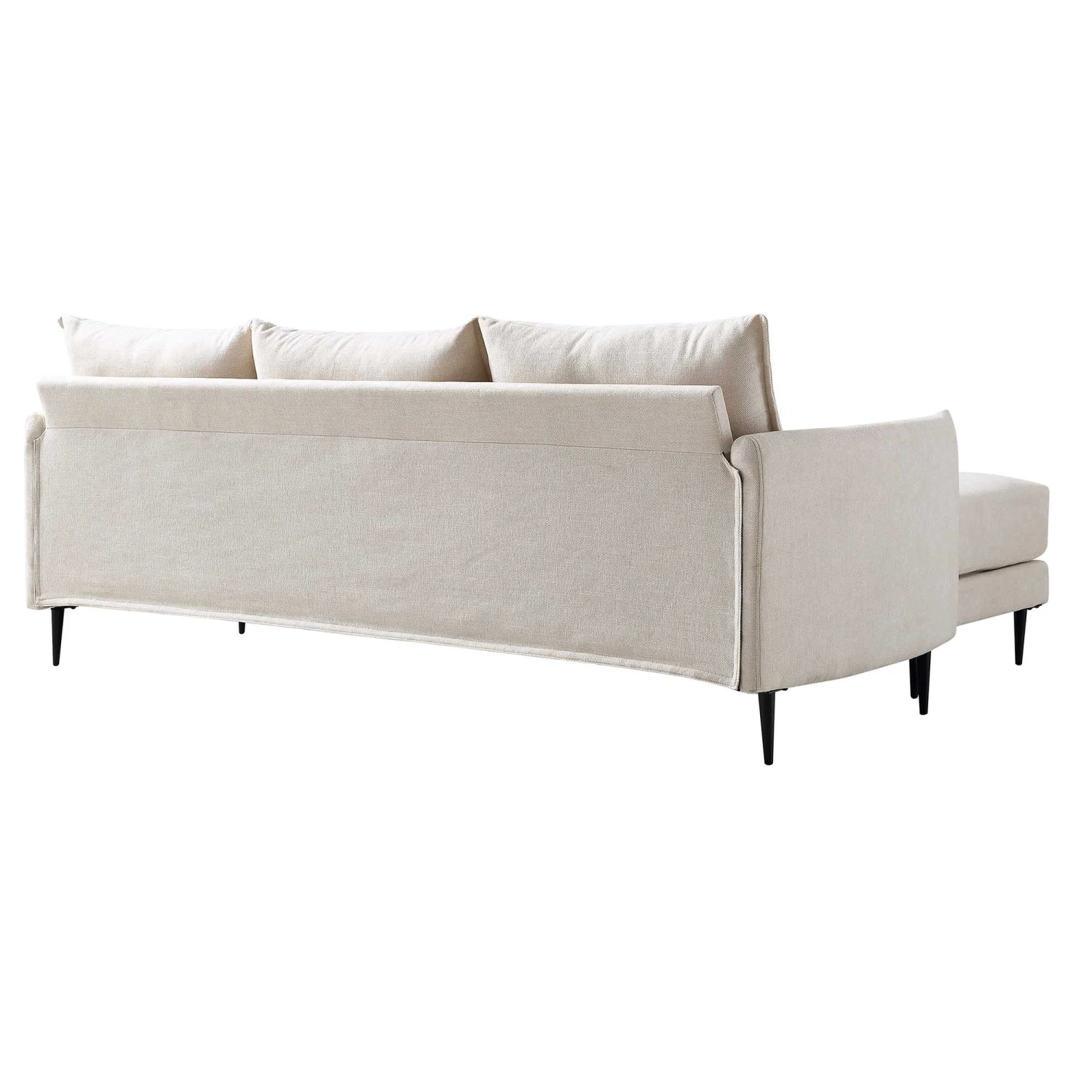 Bari Light Beige Woven Fabric Chaise Sofa 9 Bari Light Beige Woven Fabric Chaise Sofa - Image 9