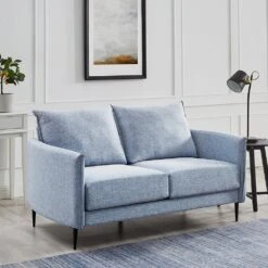 Bari Flax Blue Fabric Sofa 18 Bari Flax Blue Fabric Sofa -Daals Store AYSF 08 BLUEFAB 2ST scene1