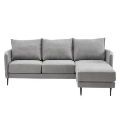 Bari Light Grey Brushed Fabric Chaise Sofa -Daals Store AYSF 08 GREYFAB LS WB1