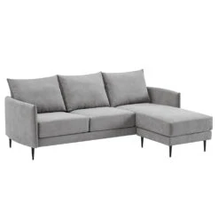 Bari Light Grey Brushed Fabric Chaise Sofa -Daals Store AYSF 08 GREYFAB LS WB2