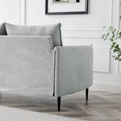 Bari Light Grey Brushed Fabric Sofa 26 Bari Light Grey Brushed Fabric Sofa -Daals Store AYSF 08 LGREYFAB scene5