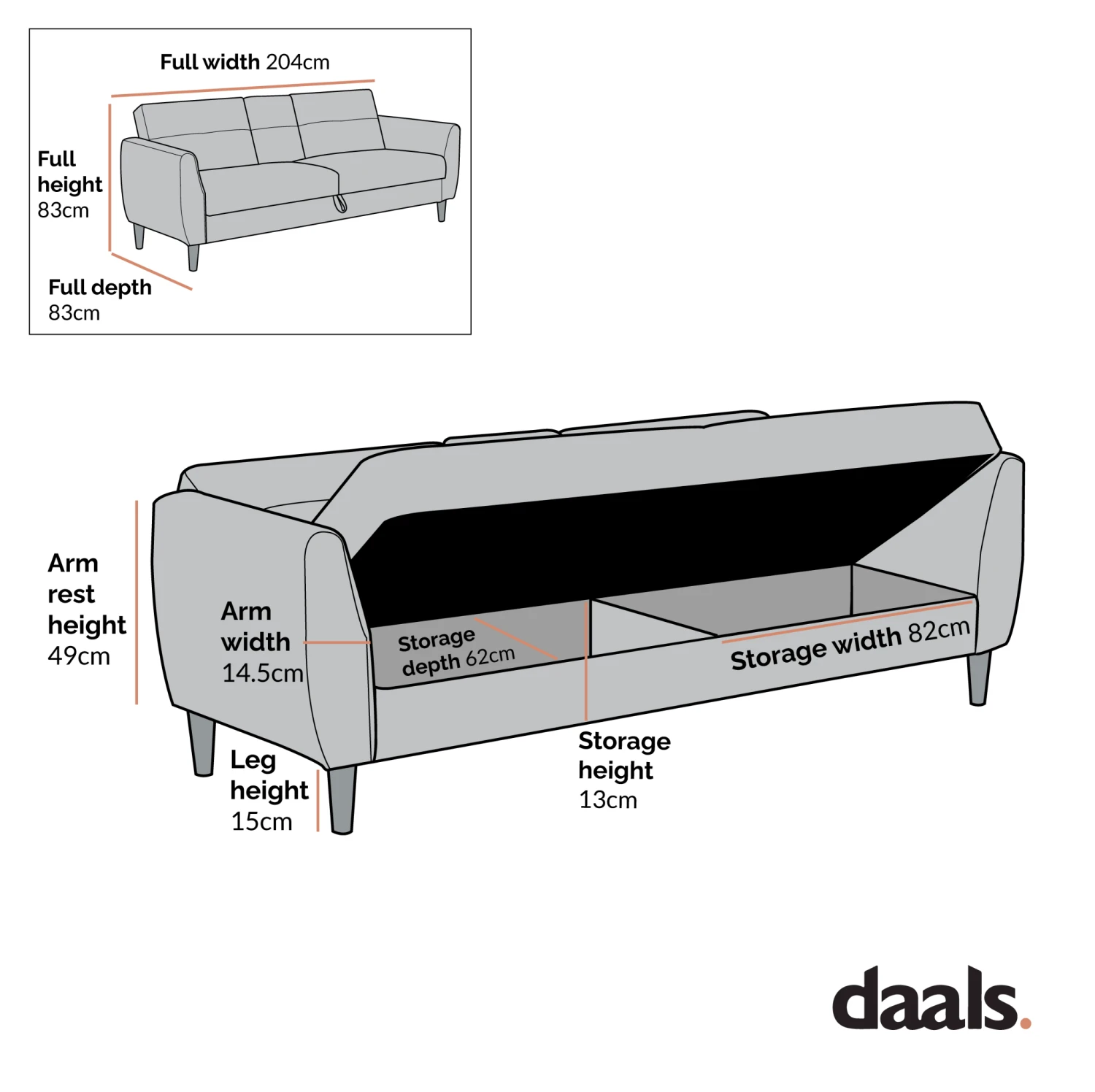 Latimer Beige Woven Fabric 3-Seater Storage Sofa Bed 8 Latimer Beige Woven Fabric 3-Seater Storage Sofa Bed - Image 8