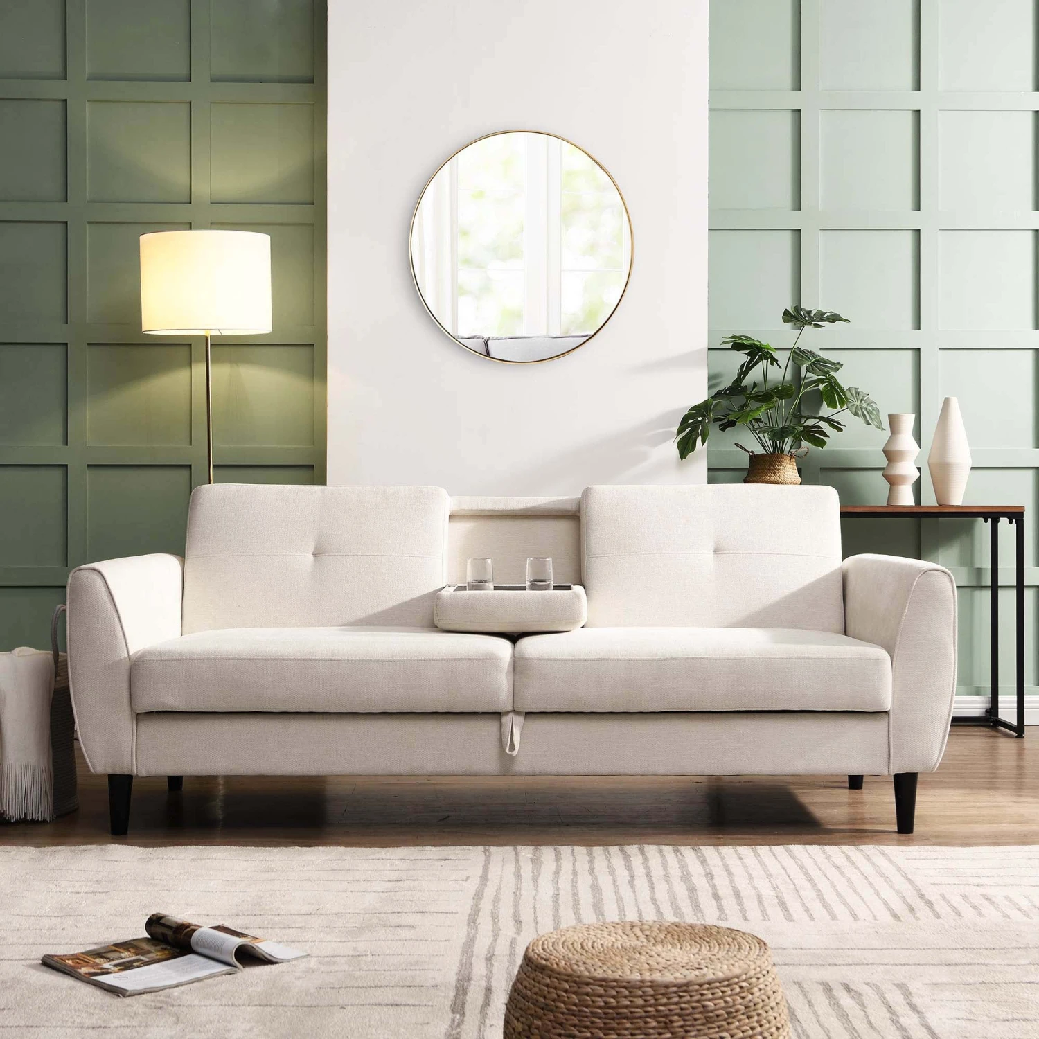 Latimer Beige Woven Fabric 3-Seater Storage Sofa Bed 2 Latimer Beige Woven Fabric 3-Seater Storage Sofa Bed - Image 2