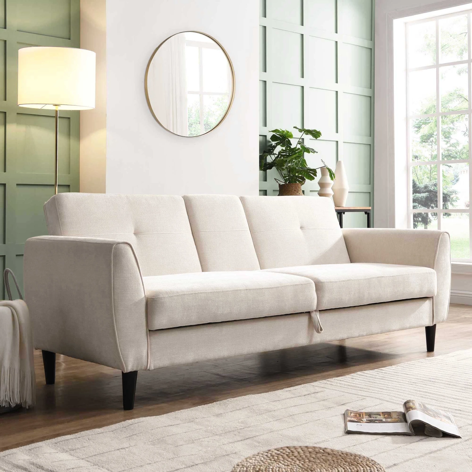 Latimer Beige Woven Fabric 3-Seater Storage Sofa Bed 3 Latimer Beige Woven Fabric 3-Seater Storage Sofa Bed - Image 3