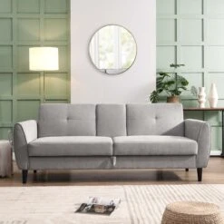 Latimer Light Grey Brushed Fabric 3-Seater Storage Sofa Bed -Daals Store AYSF 09 LGREYFAB 3ST scene1