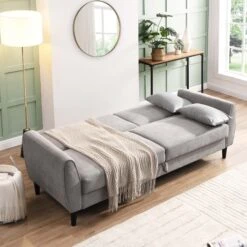 Latimer Light Grey Brushed Fabric 3-Seater Storage Sofa Bed -Daals Store AYSF 09 LGREYFAB 3ST scene3