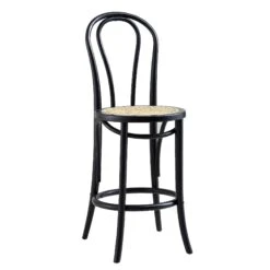 Camille Elm Wood And Rattan Bentwood Counter Stool, Black 10 Camille Elm Wood And Rattan Bentwood Counter Stool, Black -Daals Store BCH 003 BLACK WB1