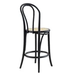 Camille Elm Wood And Rattan Bentwood Counter Stool, Black 14 Camille Elm Wood And Rattan Bentwood Counter Stool, Black -Daals Store BCH 003 BLACK WB4