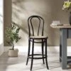 Camille Elm Wood And Rattan Bentwood Counter Stool, Black 16 Camille Elm Wood And Rattan Bentwood Counter Stool, Black -Daals Store BCH 003 BLACK main