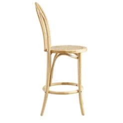 Camille Natural Elm Wood & Rattan Bentwood Counter Stool - Parisian Bistro Style -Daals Store BCH 003 NAT WB3