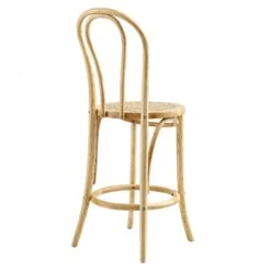 Camille Natural Elm Wood & Rattan Bentwood Counter Stool - Parisian Bistro Style -Daals Store BCH 003 NAT WB4