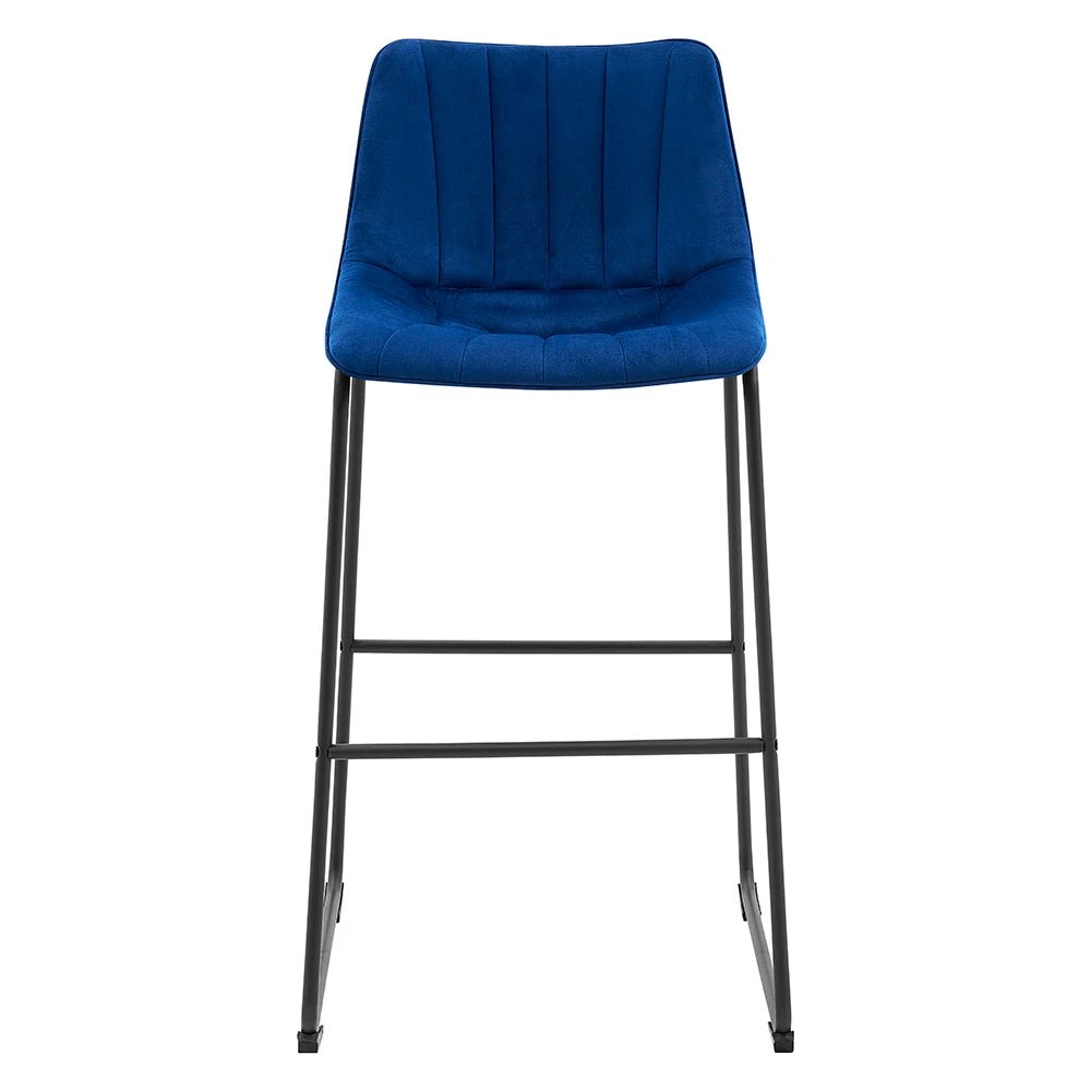 Sutton Set Of 2 Barstools With Fluted Back (Blue Velvet) 5 Sutton Set Of 2 Barstools With Fluted Back (Blue Velvet) - Image 5