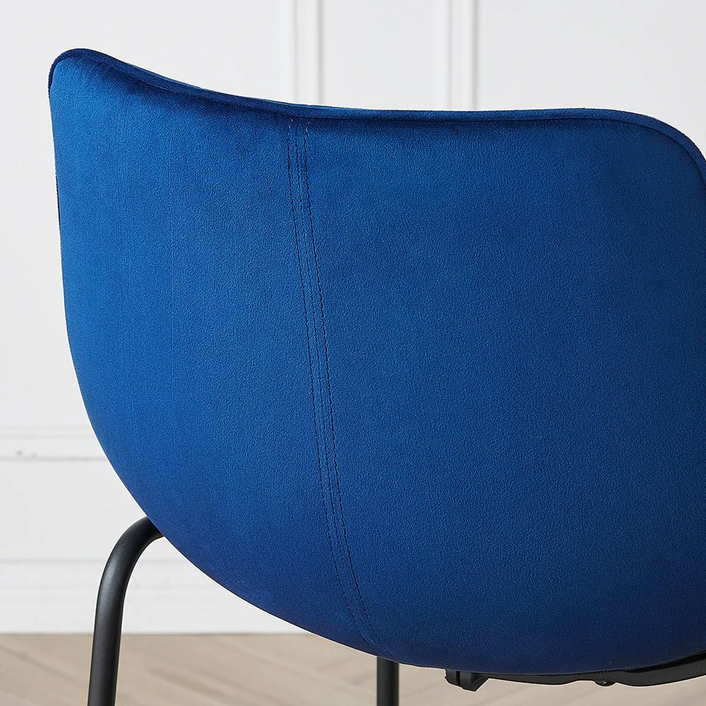 Sutton Set Of 2 Barstools With Fluted Back (Blue Velvet) 3 Sutton Set Of 2 Barstools With Fluted Back (Blue Velvet) - Image 3