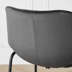 Sutton Grey Velvet Barstools with Fluted Back – Set of 2 Contemporary Kitchen Stools -Daals Store BCH 2099 GREY VEL 2P scene2