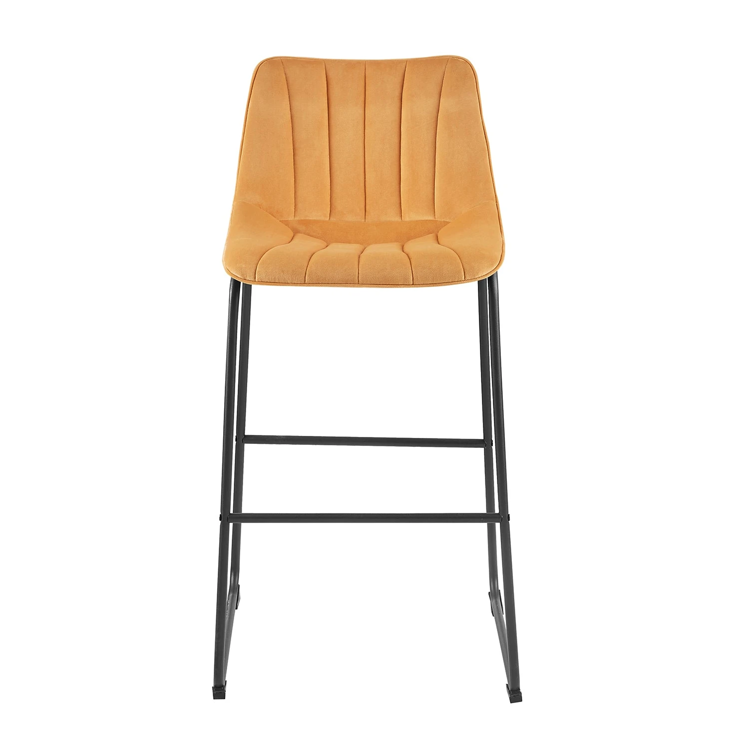 Sutton Mustard Velvet Set of 2 Barstools - Fluted Back Contemporary Kitchen Chairs 5 Sutton Mustard Velvet Set of 2 Barstools - Fluted Back Contemporary Kitchen Chairs - Image 5