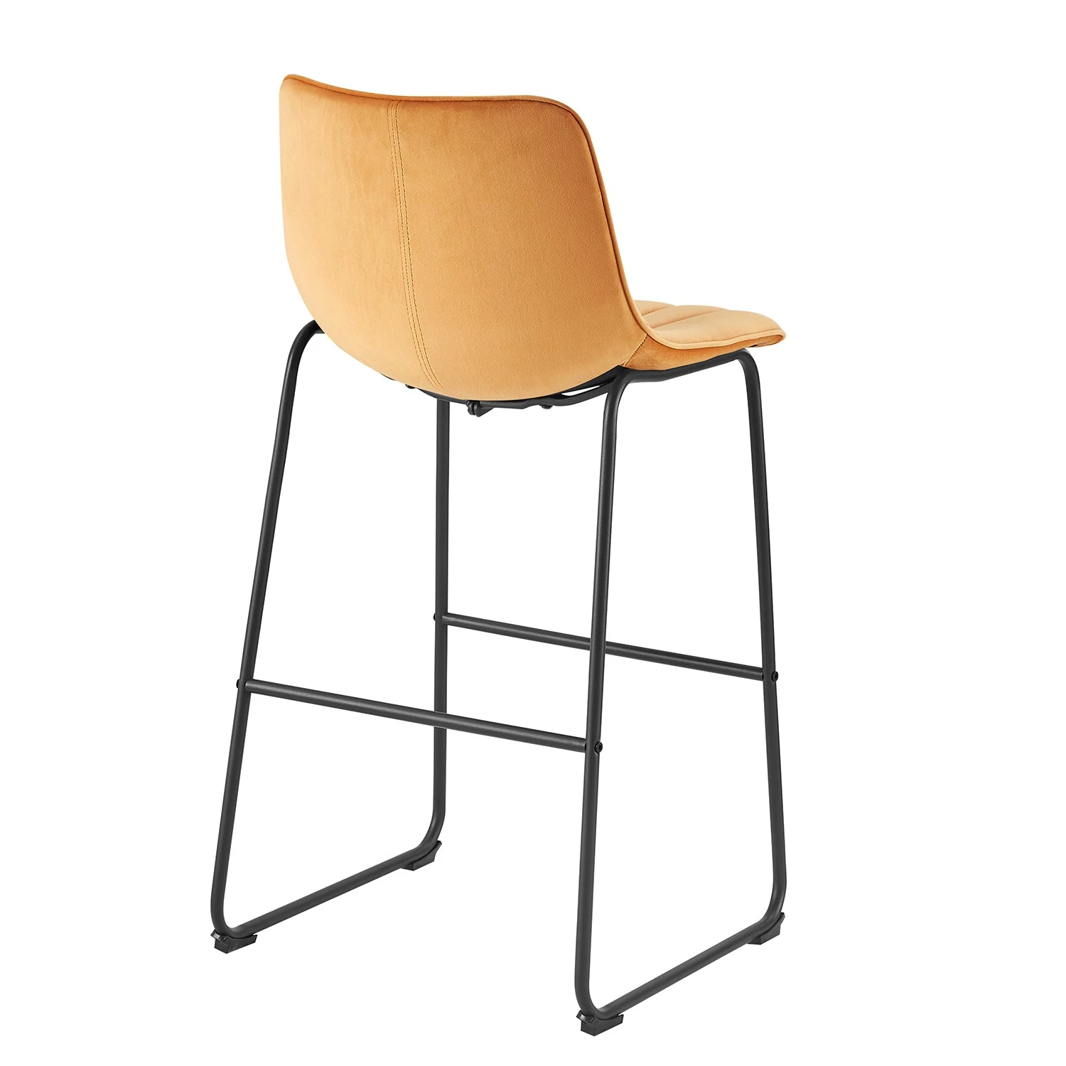 Sutton Mustard Velvet Set of 2 Barstools - Fluted Back Contemporary Kitchen Chairs 7 Sutton Mustard Velvet Set of 2 Barstools - Fluted Back Contemporary Kitchen Chairs - Image 7