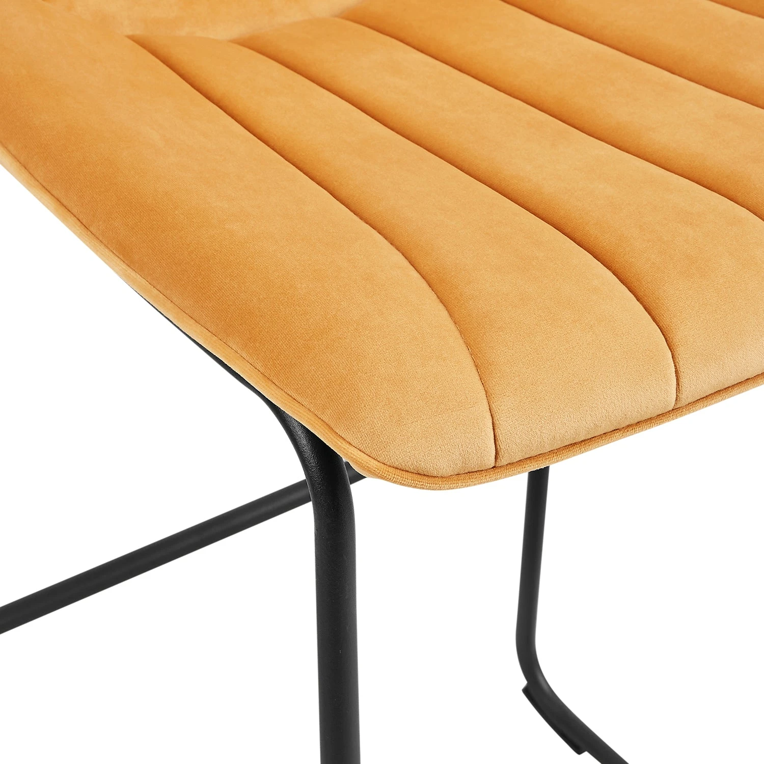 Sutton Mustard Velvet Set of 2 Barstools - Fluted Back Contemporary Kitchen Chairs 8 Sutton Mustard Velvet Set of 2 Barstools - Fluted Back Contemporary Kitchen Chairs - Image 8