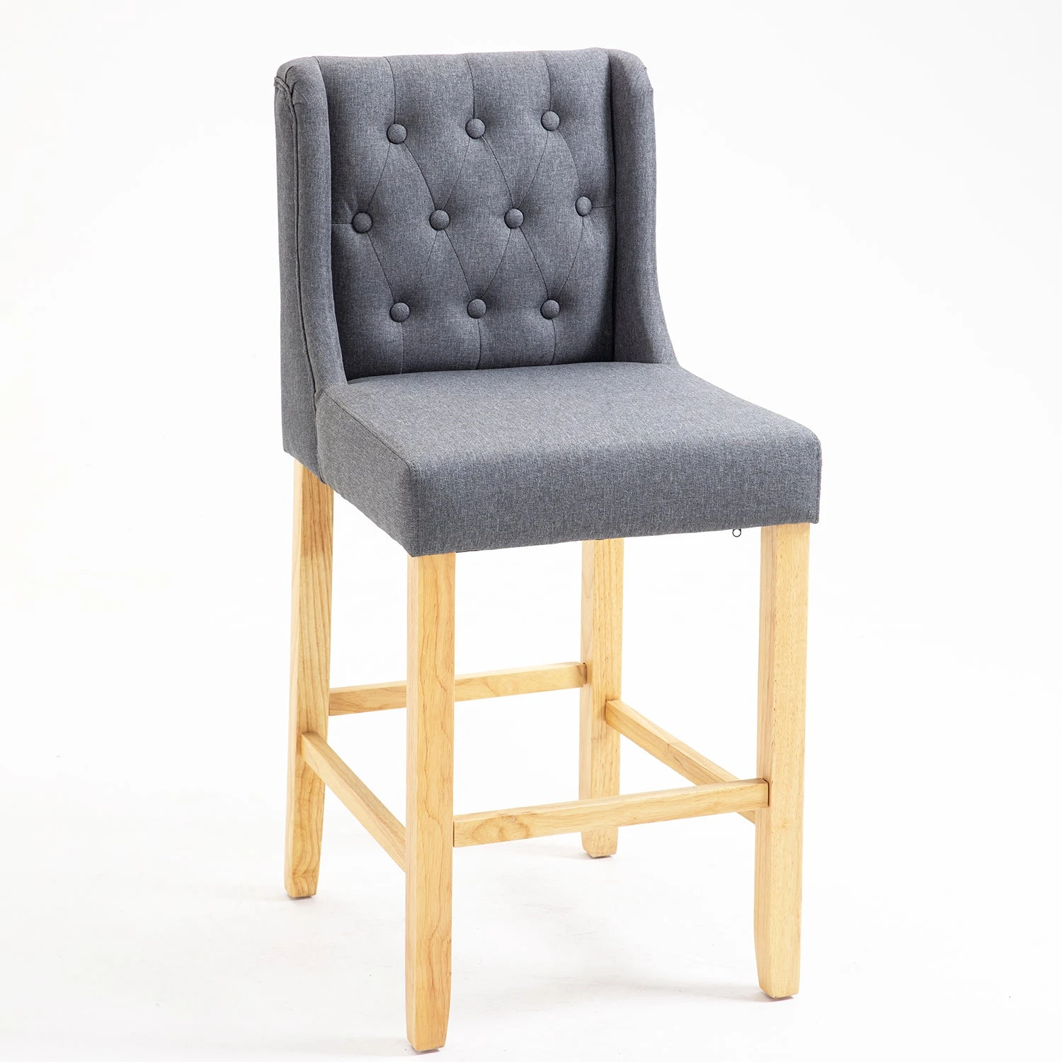 Harbury Light Grey Linen Set of 2 Buttoned Bar Stools β Classic Tufted Back 65cm Kitchen Chairs 3 Harbury Light Grey Linen Set of 2 Buttoned Bar Stools β Classic Tufted Back 65cm Kitchen Chairs - Image 3