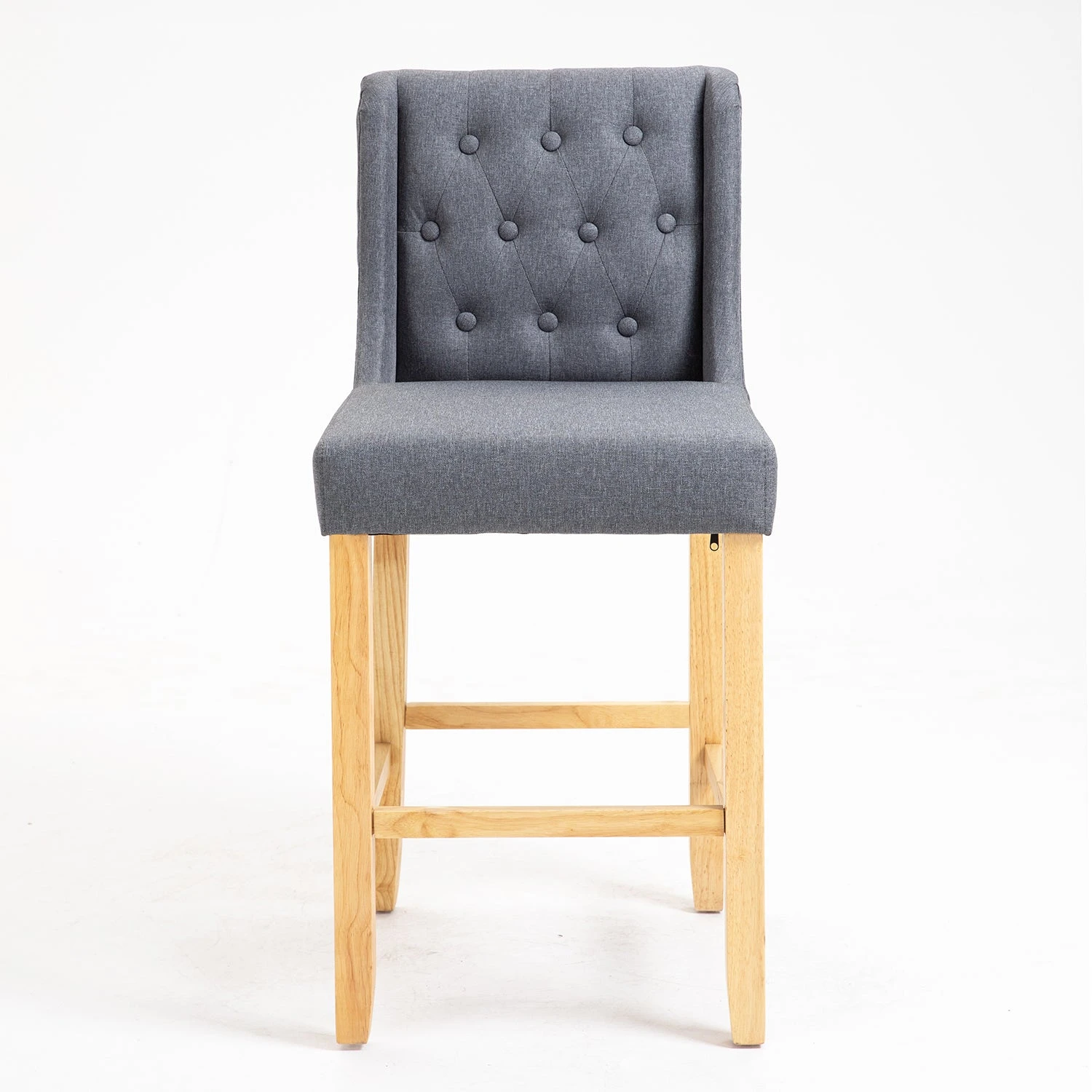 Harbury Light Grey Linen Set of 2 Buttoned Bar Stools β Classic Tufted Back 65cm Kitchen Chairs 4 Harbury Light Grey Linen Set of 2 Buttoned Bar Stools β Classic Tufted Back 65cm Kitchen Chairs - Image 4