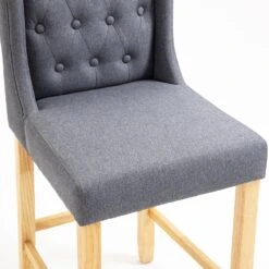 Harbury Light Grey Linen Set of 2 Buttoned Bar Stools β Classic Tufted Back 65cm Kitchen Chairs 20 Harbury Light Grey Linen Set of 2 Buttoned Bar Stools β Classic Tufted Back 65cm Kitchen Chairs -Daals Store BCH 2112 LGREY LINEN 2P detail2