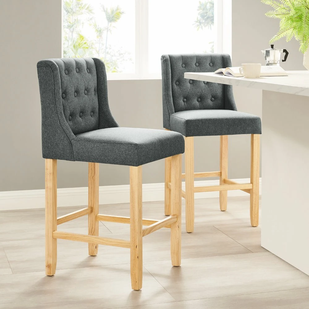 Harbury Light Grey Linen Set of 2 Buttoned Bar Stools β Classic Tufted Back 65cm Kitchen Chairs 1 Harbury Light Grey Linen Set of 2 Buttoned Bar Stools β Classic Tufted Back 65cm Kitchen Chairs