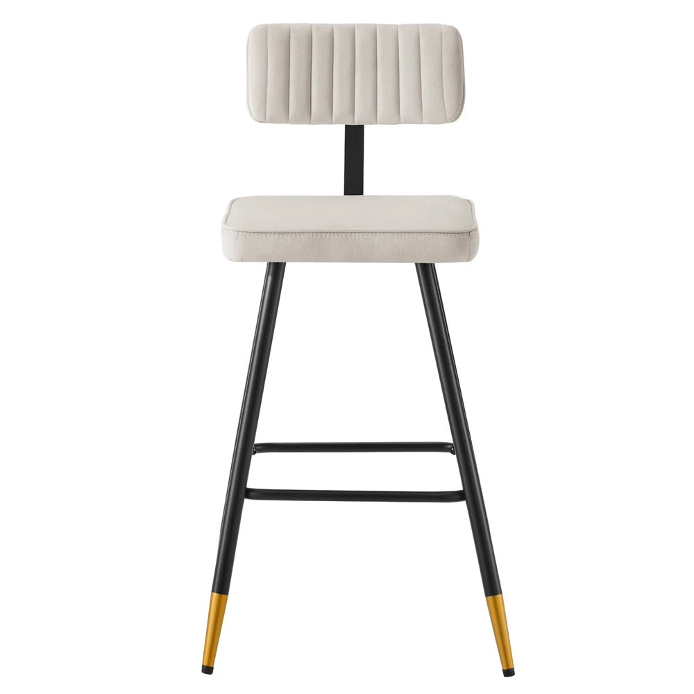 Charlecote Set Of 2 Champagne Colour Velvet Upholstered Bar Stools 5 Charlecote Set Of 2 Champagne Colour Velvet Upholstered Bar Stools - Image 5