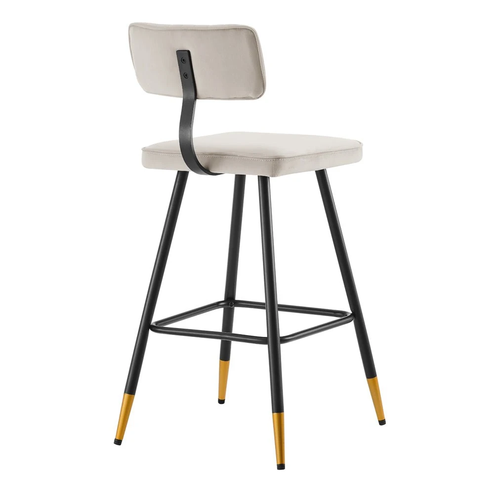 Charlecote Set Of 2 Champagne Colour Velvet Upholstered Bar Stools 6 Charlecote Set Of 2 Champagne Colour Velvet Upholstered Bar Stools - Image 6