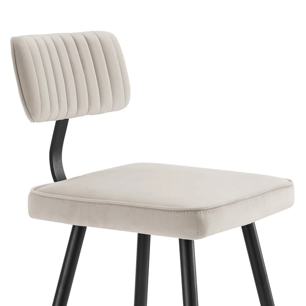 Charlecote Set Of 2 Champagne Colour Velvet Upholstered Bar Stools 8 Charlecote Set Of 2 Champagne Colour Velvet Upholstered Bar Stools - Image 8