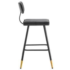 Charlecote Dark Grey Velvet – Fluted Back Industrial Bar Stools with Gold Leg Tips (Set of 2) -Daals Store BCH 2127 DARKGREY VEL 2P WB4