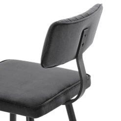 Charlecote Dark Grey Velvet – Fluted Back Industrial Bar Stools with Gold Leg Tips (Set of 2) -Daals Store BCH 2127 DARKGREY VEL 2P detail2