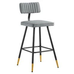 Charlecote Set Of 2 Light Grey Fabric Upholstered Bar Stools 12 Charlecote Set Of 2 Light Grey Fabric Upholstered Bar Stools -Daals Store BCH 2127 LIGHTGREY FAB 2P WB2
