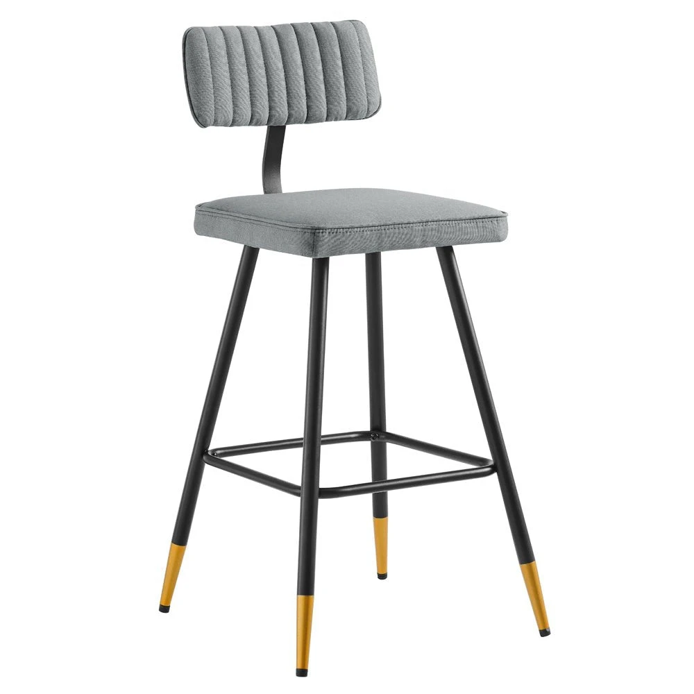 Charlecote Set Of 2 Light Grey Fabric Upholstered Bar Stools 3 Charlecote Set Of 2 Light Grey Fabric Upholstered Bar Stools - Image 3