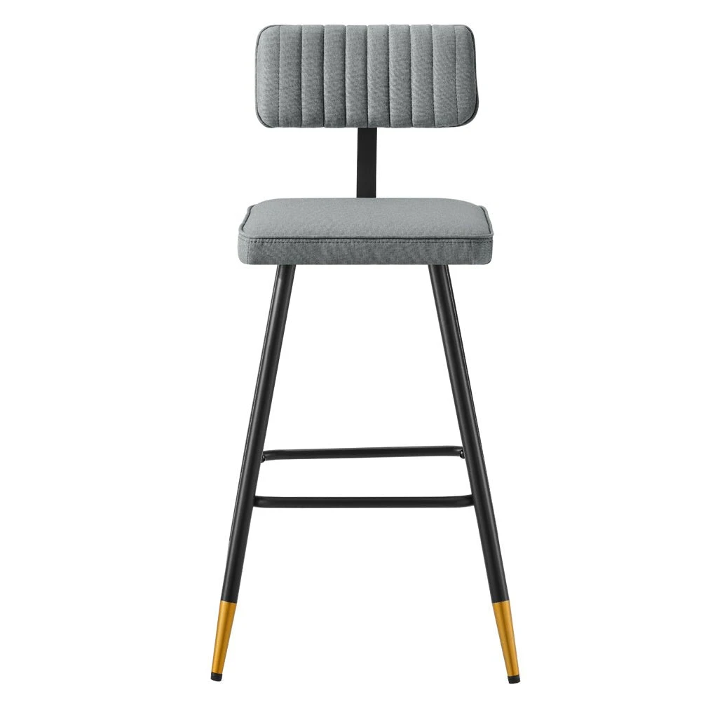 Charlecote Set Of 2 Light Grey Fabric Upholstered Bar Stools 5 Charlecote Set Of 2 Light Grey Fabric Upholstered Bar Stools - Image 5
