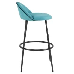 Barton Set Of 2 Blue Velvet Upholstered Bar Stools With Contrast Piping -Daals Store BCH 2129 BLUEVEL 2P WB3