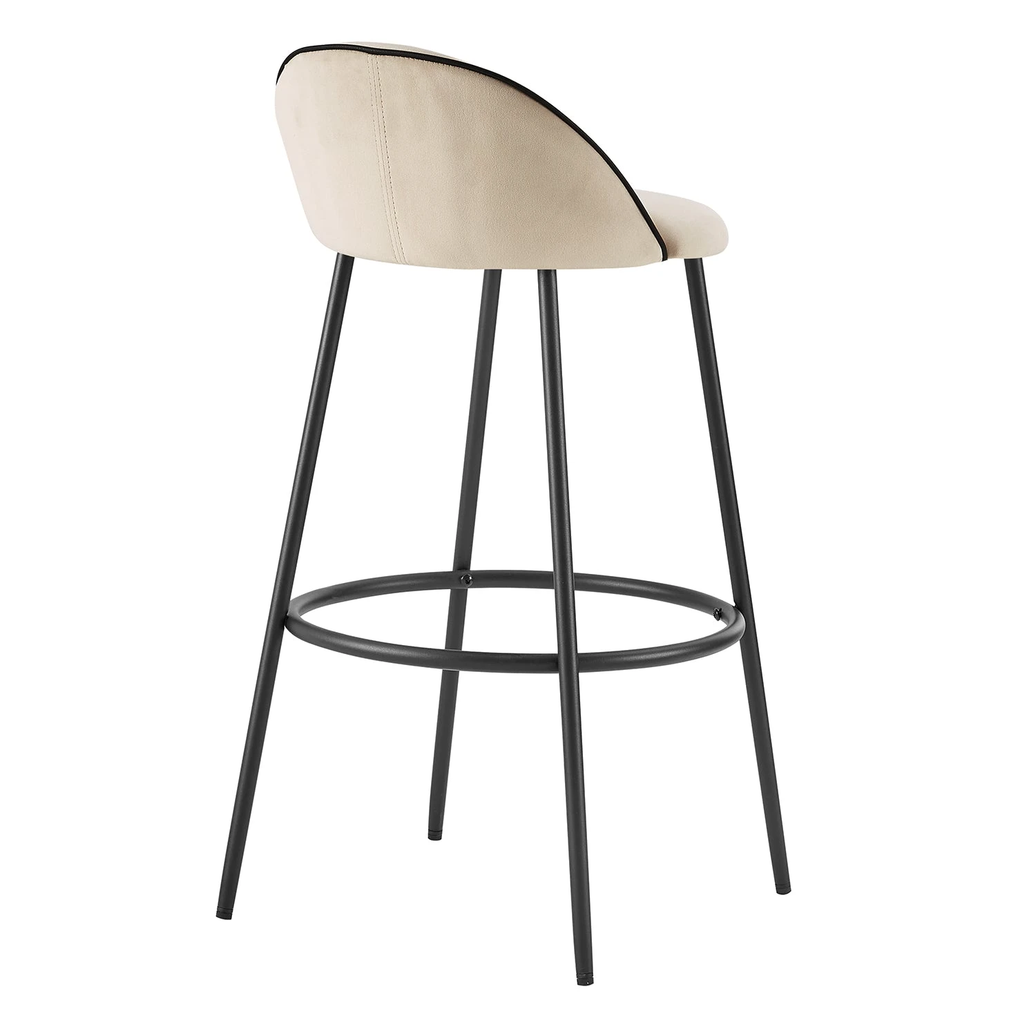 Barton Set Of 2 Champagne Velvet Upholstered Bar Stools With Contrast Piping 7 Barton Set Of 2 Champagne Velvet Upholstered Bar Stools With Contrast Piping - Image 7