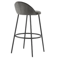 Barton Set Of 2 Grey Velvet Upholstered Bar Stools With Contrast Piping -Daals Store BCH 2129 GREY VEL 2P WB5