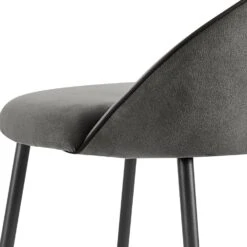 Barton Set Of 2 Grey Velvet Upholstered Bar Stools With Contrast Piping -Daals Store BCH 2129 GREY VEL 2P detail1