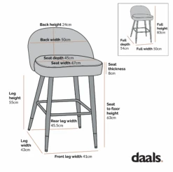 Miyae Set of 2 Charcoal Velvet Counter Stools β Hand-Pleated Luxe Dining Seats with Gold Tipped Legs 15 Miyae Set of 2 Charcoal Velvet Counter Stools β Hand-Pleated Luxe Dining Seats with Gold Tipped Legs -Daals Store BCH 2148 2P CHART 2