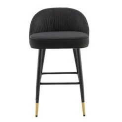 Miyae Set of 2 Charcoal Velvet Counter Stools β Hand-Pleated Luxe Dining Seats with Gold Tipped Legs 14 Miyae Set of 2 Charcoal Velvet Counter Stools β Hand-Pleated Luxe Dining Seats with Gold Tipped Legs -Daals Store BCH 2148 CHARCOAL VEL 2P WB2