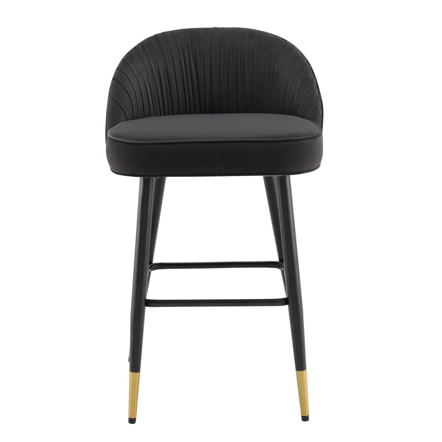Miyae Set of 2 Charcoal Velvet Counter Stools β Hand-Pleated Luxe Dining Seats with Gold Tipped Legs 3 Miyae Set of 2 Charcoal Velvet Counter Stools β Hand-Pleated Luxe Dining Seats with Gold Tipped Legs - Image 3