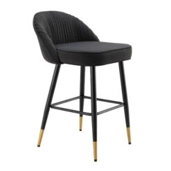 Miyae Set of 2 Charcoal Velvet Counter Stools β Hand-Pleated Luxe Dining Seats with Gold Tipped Legs 16 Miyae Set of 2 Charcoal Velvet Counter Stools β Hand-Pleated Luxe Dining Seats with Gold Tipped Legs -Daals Store BCH 2148 CHARCOAL VEL 2P WB3
