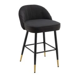 Miyae Set of 2 Charcoal Velvet Counter Stools β Hand-Pleated Luxe Dining Seats with Gold Tipped Legs 17 Miyae Set of 2 Charcoal Velvet Counter Stools β Hand-Pleated Luxe Dining Seats with Gold Tipped Legs -Daals Store BCH 2148 CHARCOAL VEL 2P WB4