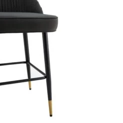 Miyae Set of 2 Charcoal Velvet Counter Stools β Hand-Pleated Luxe Dining Seats with Gold Tipped Legs 22 Miyae Set of 2 Charcoal Velvet Counter Stools β Hand-Pleated Luxe Dining Seats with Gold Tipped Legs -Daals Store BCH 2148 CHARCOAL VEL 2P detail3
