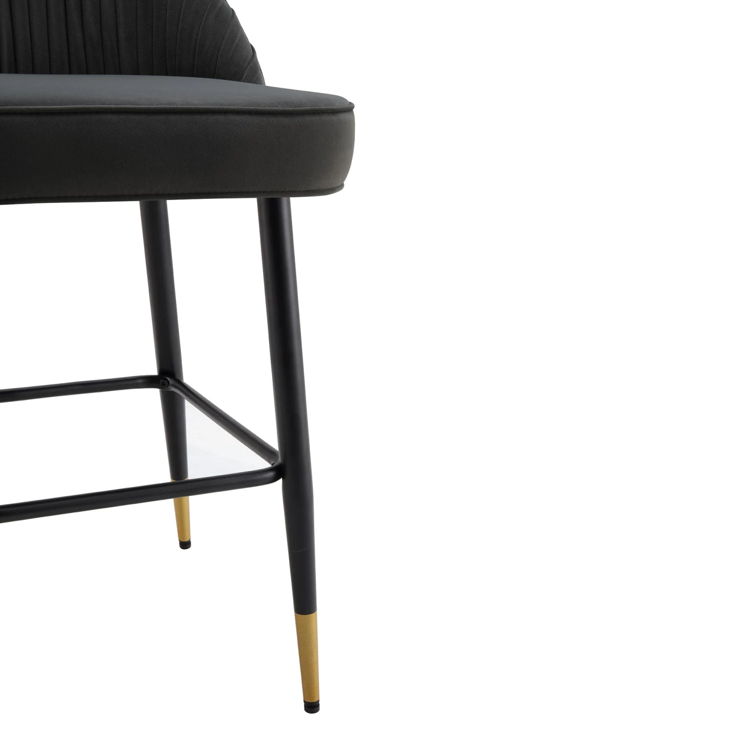 Miyae Set of 2 Charcoal Velvet Counter Stools β Hand-Pleated Luxe Dining Seats with Gold Tipped Legs 11 Miyae Set of 2 Charcoal Velvet Counter Stools β Hand-Pleated Luxe Dining Seats with Gold Tipped Legs - Image 11